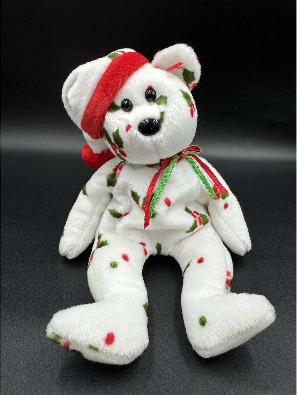 Holiday Teddy ty The Beanie Babies Collection 1998 Christmas Hat Plush Toy Gift